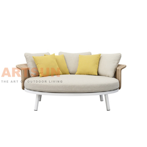 Роскошная круглая уличная кушетка с веревкой ручной работы и мягкими подушками