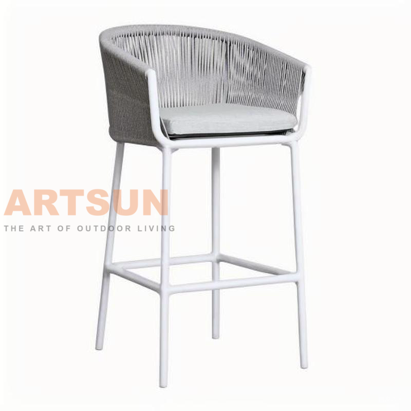 Роскошный уличный барный стул с веревкой ручной работы и удобным сиденьем