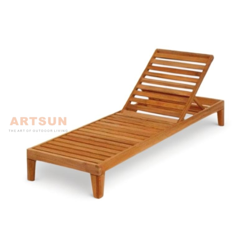 Solid Teak Sun Lounger с регулируемой спинкой для наружного использования