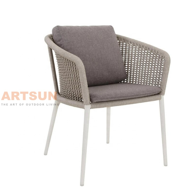  Стильный прочный и устойчивый к атмосферным воздействиям алюминиевый уличный стул из веревочной ткани