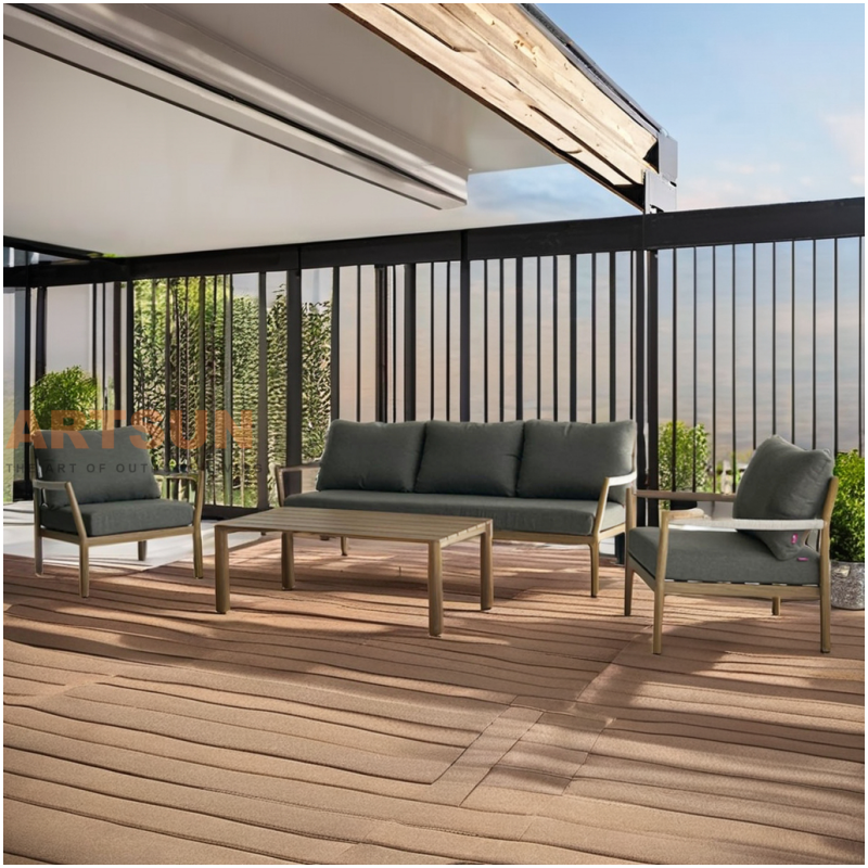 Диван из тикового дерева для отдыха на открытом воздухе с плетеной веревкой для курортного проекта