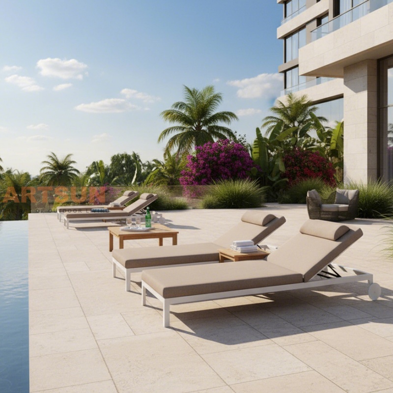 Роскошный алюминиевый открытый шезлонг с подушкой