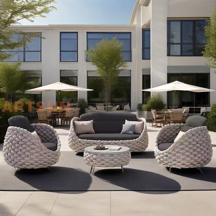 Горячий современный открытый патио PE Rattan Dofa Set для Resort