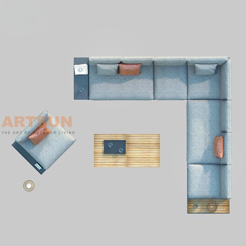  Роскошный современный алюминиевый секционный диван для патио на открытом воздухе