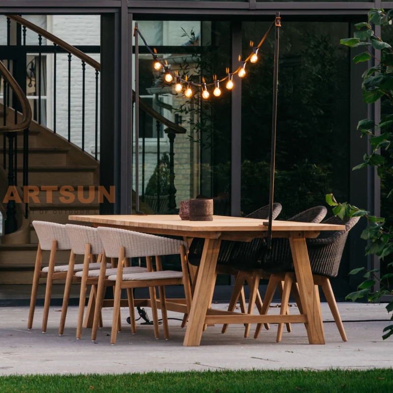 Горячая продажа тикового дерева, обеденный стул с плетеной веревкой для отеля