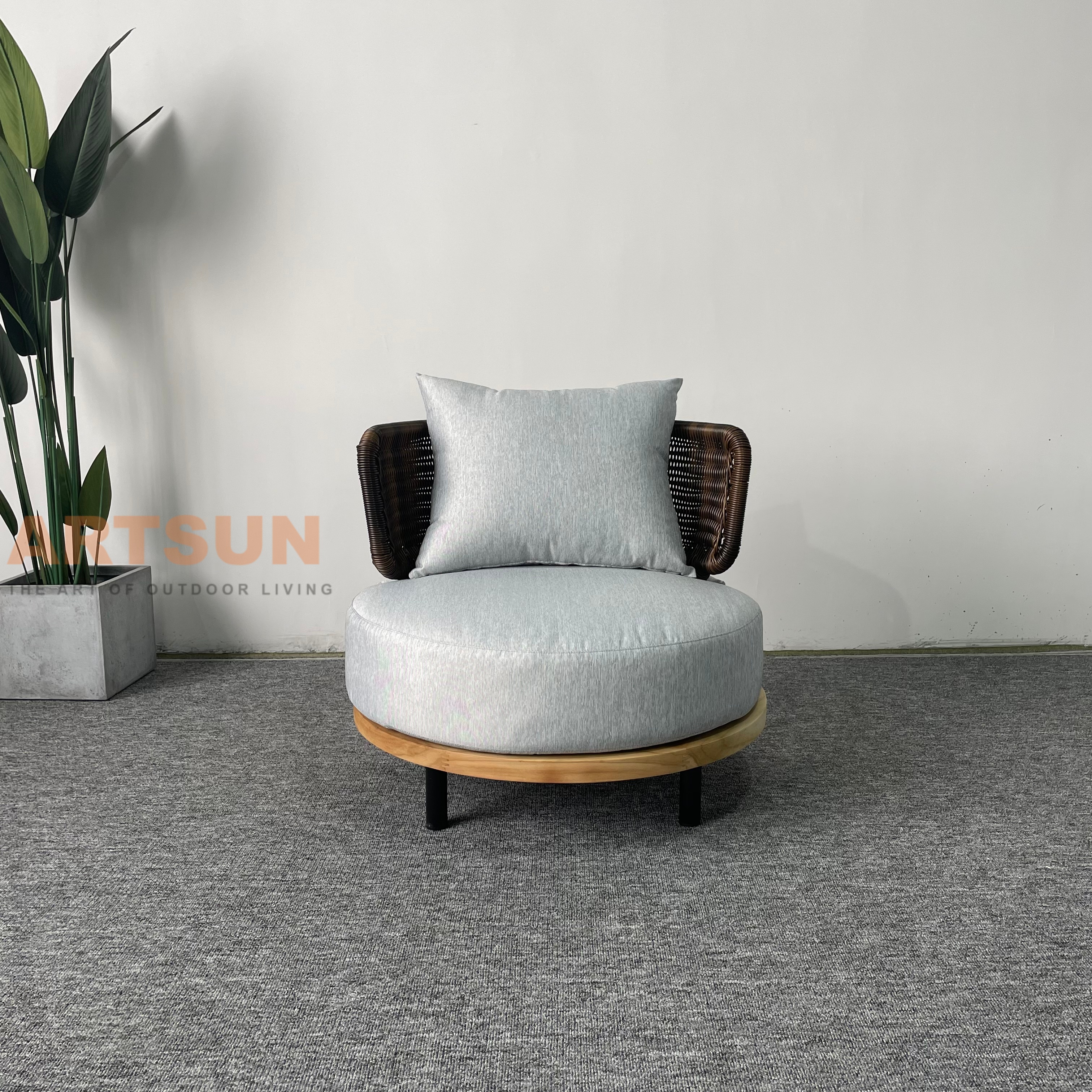 Высококачественный ротанский плетенный садовый диван с подушкой