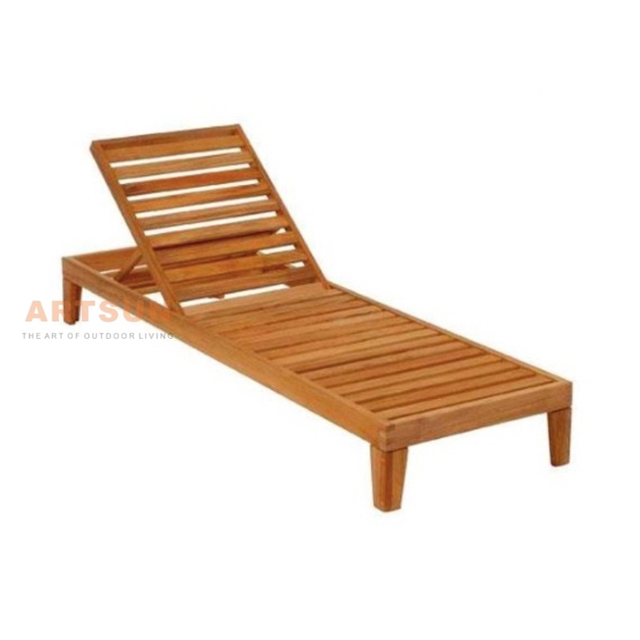 Solid Teak Sun Lounger с регулируемой спинкой для наружного использования