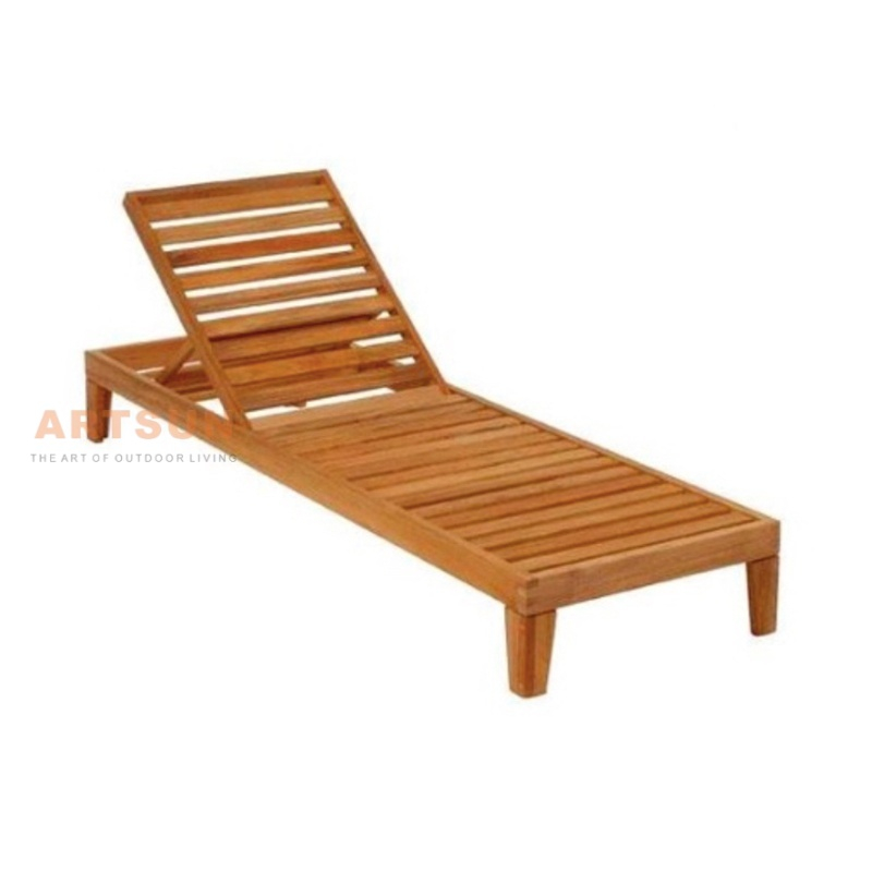 Solid Teak Sun Lounger с регулируемой спинкой для наружного использования
