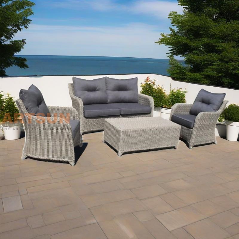 Набор дивана на открытом воздухе с подушками и журнальным столиком - мебель для патио с 4 частями