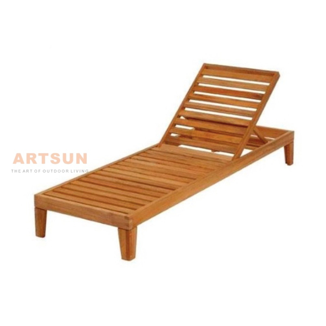 Solid Teak Sun Lounger с регулируемой спинкой для наружного использования