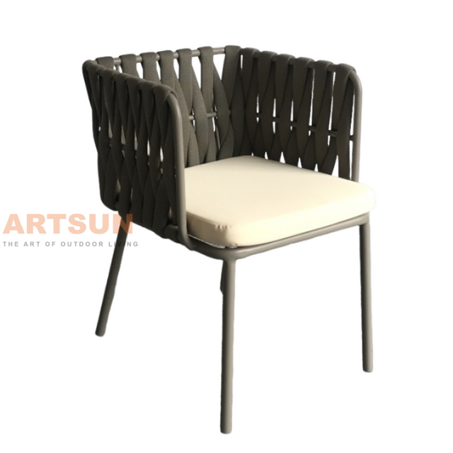 Роскошный алюминиевый уличный стул из веревочного плетения для проектов патио, сада и отеля