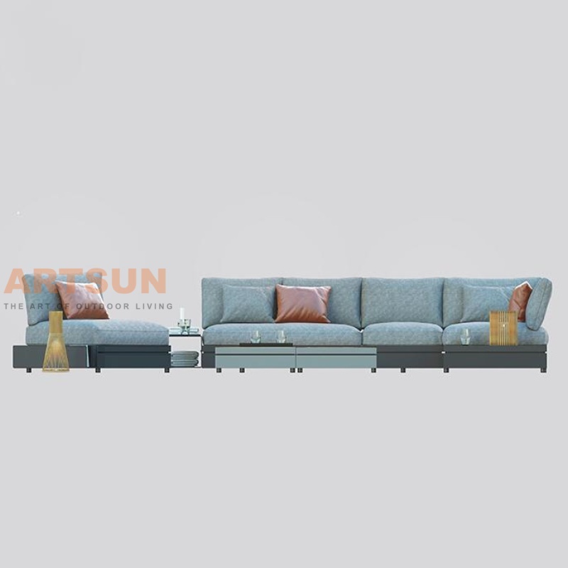  Роскошный современный алюминиевый секционный диван для патио на открытом воздухе