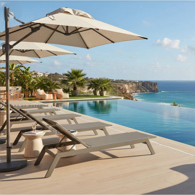 Быстросохнущий и дышащий алюминиевый шезлонг Teslin для отелей и курортов