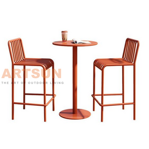 Уличный алюминиевый барный стул с решетчатой ​​спинкой для современных коммерческих проектов патио-бара