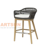 Барный стул из тикового дерева с веревочным подлокотником ручной работы