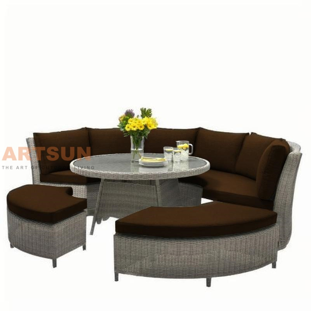 Набор для обеда на открытом воздухе с подушками и круглым столом